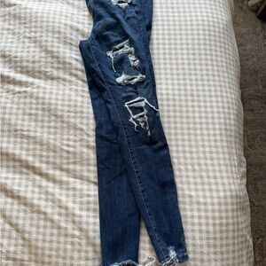 American Eagle Outfitters Dark Blue Distressed Skinny Jeans